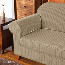 Subrtex Stretch 2-Piece Sofa Slipcover Striped Jacquard Couch Sofa Cover (Large, Beige Brown)