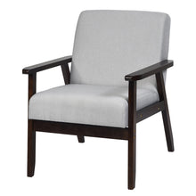 Gymax Fabric Armchair Wooden Upholstered Accent Chair Home Office Light Gray