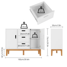 Homfa Console Cabinet for Dining Room, Sideboard Buffet Cabinet with 2 Doors and 3 Drawers , White and Natural