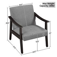 Alden Design Mid-Century Modern Accent Chair with Wooden Frame, Dark Gray Fabric