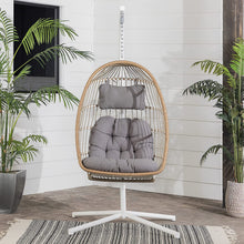 Walker Edison Carmel Modern Rattan Hanging Egg Swing Chair