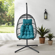 Walker Edison Carmel Modern Rattan Hanging Egg Swing Chair