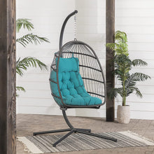 Walker Edison Carmel Modern Rattan Hanging Egg Swing Chair