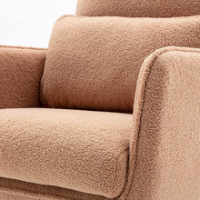 Merax Espresso Modern Comfortable Upholstered Accent Chair with Lumbar Cushion,Teddy Velvet Reading Armchair