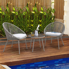 Nuu Garden 3 Piece Woven Rope Patio Furniture Set with Cushions, All Weather Patio Conversation Bistro Set