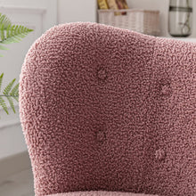 Merax Blush Modern Cute Plush Sherpa Accent Chair with Wood Legs Tufted Wingback Living Room Armchair