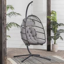 Walker Edison Carmel Modern Rattan Hanging Egg Swing Chair
