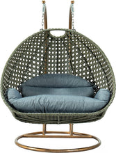 LeisureMod Beige 2 Person Hanging Double Swing/ Rattan Egg Chair