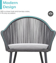 Nuu Garden 3 Piece Woven Rope Patio Furniture Set with Cushions, All Weather Patio Conversation Bistro Set