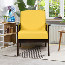 Gymax Fabric Armchair Wooden Upholstered Accent Chair Home Office Yellow