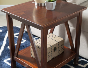 Linon Moreland Solid Wood End Table with Shelf, Antique Tobacco Finish
