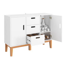 Homfa Console Cabinet for Dining Room, Sideboard Buffet Cabinet with 2 Doors and 3 Drawers , White and Natural