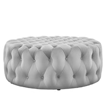 Modway Amour Tufted Button Large Round Performance Velvet Ottoman in Light Gray