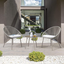 Nuu Garden 3 Piece Woven Rope Patio Furniture Set with Cushions, All Weather Patio Conversation Bistro Set