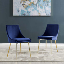 Modway Viscount Performance Velvet Dining Chairs - Set of 2 in Gold Navy
