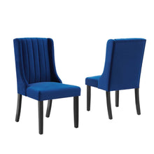 Modway Renew Parsons Performance Velvet Dining Side Chairs - Set of 2 in Navy