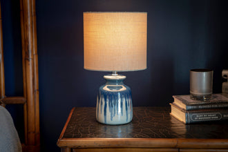 Better Homes & Gardens Ceramic Table Lamp, Ombre Blue Drip Glaze Finish