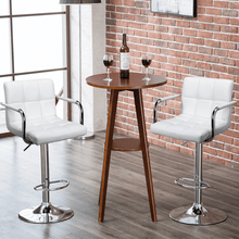 SMILE MART 2pcs Faux Leather Swivel Bar Stools for Home Counter, White