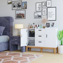 Homfa Console Cabinet for Dining Room, Sideboard Buffet Cabinet with 2 Doors and 3 Drawers , White and Natural