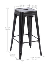 Howard 30inch Stackable Metal Barstool, Set of 4, Black Color, Backless Style, Full Assembled Stools