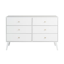 Prepac Milo Mid-Century 6 Drawer Wooden Double Dresser, 16