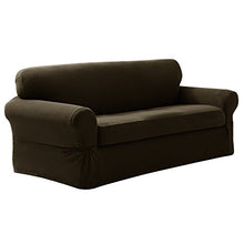 Maytex Pixel Stretch 2-Piece Sofa Slipcover, Chocolate