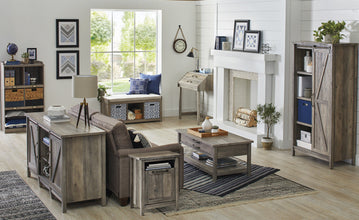 Better Homes & Gardens Modern Farmhouse Side Table with USB, Rustic Gray Finish