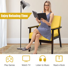 Gymax Fabric Armchair Wooden Upholstered Accent Chair Home Office Yellow