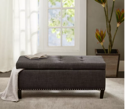 Madison Park Shandra ll Storage Bench in Charcoal