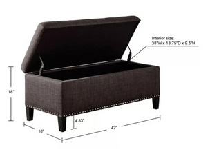 Madison Park Shandra ll Storage Bench in Charcoal
