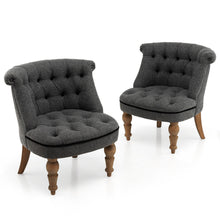 Gymax Set of 2 Upholstered Slipper Chairs Armless Accent Chairs w/ Beech Wood Legs