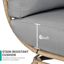 YITAHOME Wicker Egg Chair Outdoor Indoor Oversized Lounger with Stand and Cushions Egg Basket Chair for Patio Backyard Porch - Grey