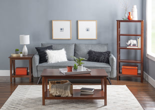 Linon Moreland Solid Wood End Table with Shelf, Antique Tobacco Finish