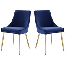 Modway Viscount Performance Velvet Dining Chairs - Set of 2 in Gold Navy