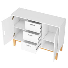 Homfa Console Cabinet for Dining Room, Sideboard Buffet Cabinet with 2 Doors and 3 Drawers , White and Natural