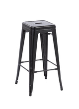 Howard 30inch Stackable Metal Barstool, Set of 4, Black Color, Backless Style, Full Assembled Stools