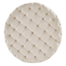 Weston Home Bowman Velvet Round Button Tufted Cocktail Ottoman, Beige