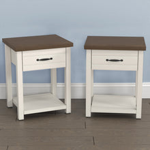 Lancaster Farmhouse Oak Top 1 Drawer Nightstand, Set of 2, Ivory