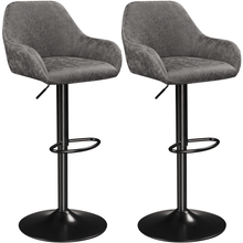 SMILE MART 2pcs Vintage Adjustable PU Leather Bar Stools with Backrest, Grey