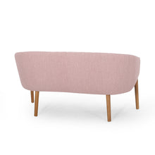 Noble House Nickolas Mid Century Fabric Upholstered Loveseat, Light Blush