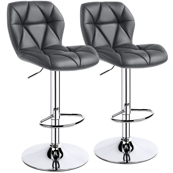 Alden Design Modern Adjustable Faux Leather Swivel Bar Stool Armless, 2pcs, Gray