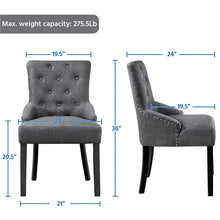 Alden Design Modern Upholstered Fabric Tufted Dining Chairs, Set of 2, Gray