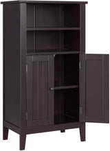 Homfa Bathroom Storage Cabinet, Wood Bathroom Storage Organizer with 2 Doors, Bathroom Cabinet with Shelves and Storage, Dark Brown Finish