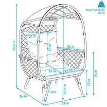 Sunnydaze Shaded Comfort Wicker Outdoor Egg Chair with Legs - 56.5