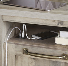 Better Homes & Gardens Modern Farmhouse Side Table with USB, Rustic Gray Finish