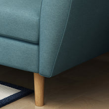 Noble House Triton Tufted Fabric Sofa, Blue, Natural