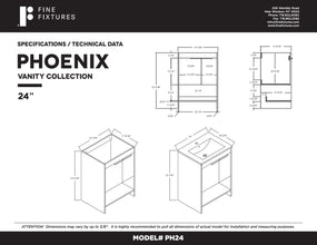Fine Fixtures Phoenix 24 in. W x 18.5 in. D x 33.5 in. H Bathroom Vanity