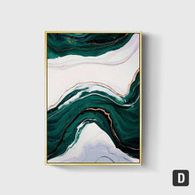 Modern Abstract Gold foil lines Green Canvas Art