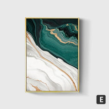 Modern Abstract Gold foil lines Green Canvas Art