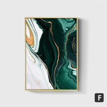 Modern Abstract Gold foil lines Green Canvas Art